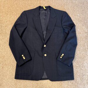 Vintage Men's 44R Woodmere Navy Blue Sports Coat Blazer Suit Jacket Gold Buttons